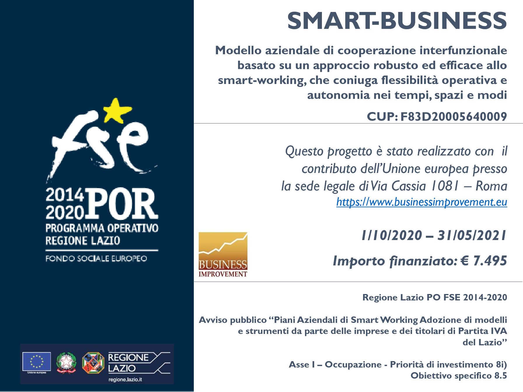 SMART BUSINESS – Progetto finanziato dalla Regione Lazio